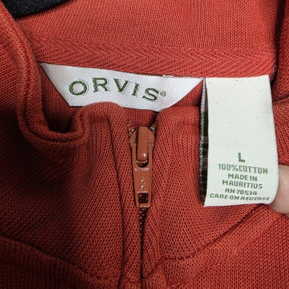 Orvis Orange Sweater Full Zip Mock Neck Size Large - Picture 3 of 3